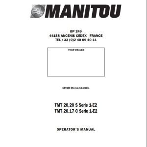 Manitou Forklift TMT20.20S TMT20.17C Series 1 E2 Operator Manual 547889 EN