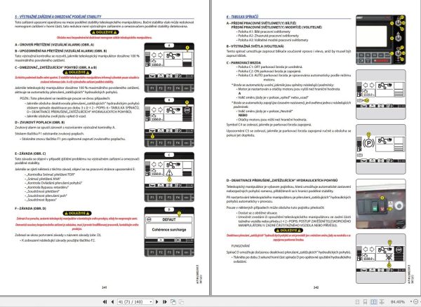 Manitou Forklift TMT25I to TMT25 S 4W Series 2 E3 Operator Manual 647186 CZ 1