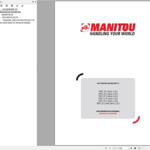 Manitou Forklift TMT25I to TMT25 S 4W Series 2 E3 Operator Manual 647186 DK