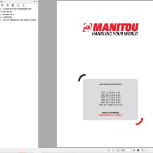 Manitou Forklift TMT25I to TMT25 S 4W Series 2 E3 Operators Manual 647186 SU
