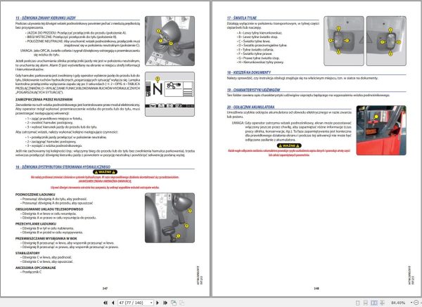 Manitou Forklift TMT25I to TMT25S 4W Series 2 E3 Operator Manual 647186 PL 1