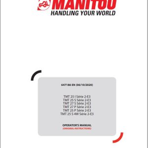 Manitou Forklift TMT25I to TMT25S 4W Series 2 E3 Operators Manual 647186