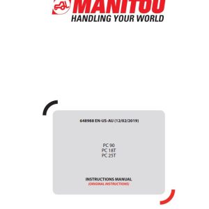Manitou Hook Slining PC90 PC18T PC25T Operator Manual 648988 EN US AU