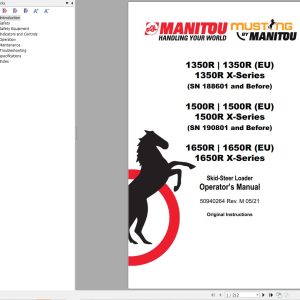 Manitou Loader 1350R to 1650R X Series Operators Manual 50940264M