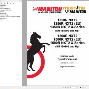 Manitou Loader 1350RNXT2 to 1500RNXT2 X Series Operators Manual 50950504E