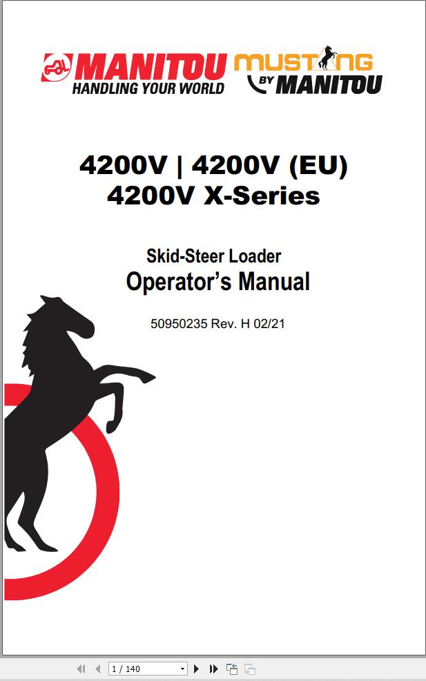 Manitou Loader 4200V to 4200V X Series Operators Manual 50950235H