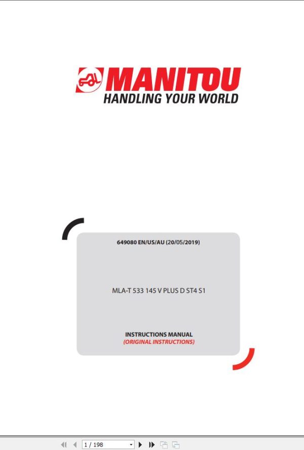 Manitou Loaders MLA T533145V PLUS DST4S1 Operators Manual 649080