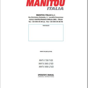 Manitou MHT X780T E3 MHT X860LT E3 MHT X950LT E3 Operator Manual 648645 EN