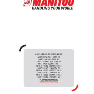 Manitou MHT X790104JST3AS1 To MHT1490129MST4S1 Platforms Manual 648913
