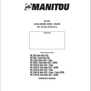 Manitou ML635 Turbo To MT1740SL Turbo Series Operator Manual 547848 EN