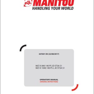 Manitou MLT X840140PSJDST3AS1 MLT X1040140PSLJDST3AS1 Operator Manual 647601