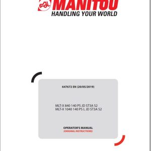 Manitou MLT X840140PSJDST3AS2 MLT X1040140PSLJDST3AS2 Operator Manual 647672