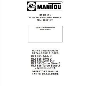 Manitou MLT523 To MLT526 Turbo Series2 MONO ULTRA Operator Parts Manual 547025