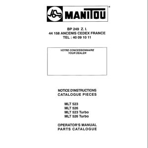 Manitou MLT523 to MLT526 Turbo Operator Parts Manual 547006