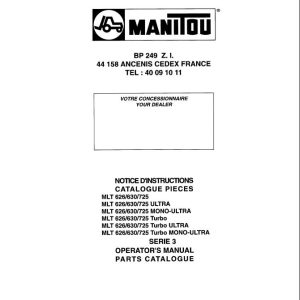 Manitou MLT626 To MLT725 Turbo MONO ULTRA Series3 Operator Parts Manual 547001