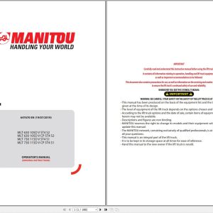 Manitou MLT630105DVST4S2 To MLT730115DVCPST4S1 Operator Manual 647670