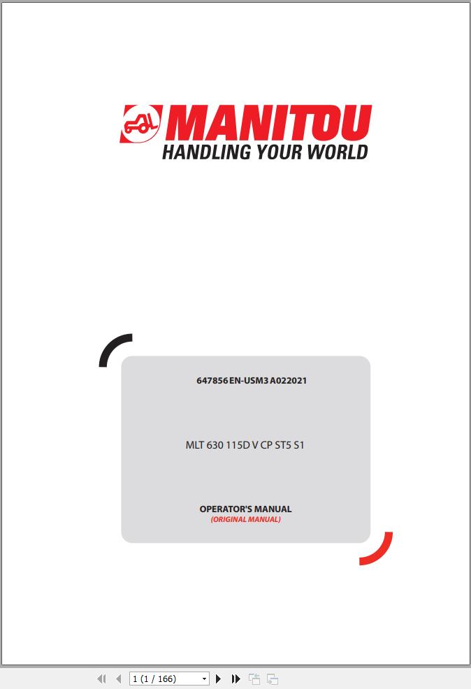 Manitou MLT630115DVCPST5S1 Operators Manual 647856EN USM3A022021