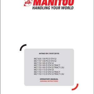 Manitou MLT635130PSDST4S2 To MLT733115DST4S3 TRACT LSU Operator Manual 647663