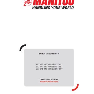 Manitou MLT635 MLT741 MLT940 140V PLUS DST4S1 Operator Manual 647621