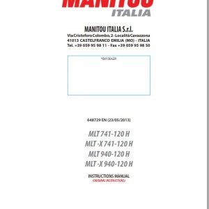 Manitou MLT741 120H to MLT X940 120H Instruction Manual 648729