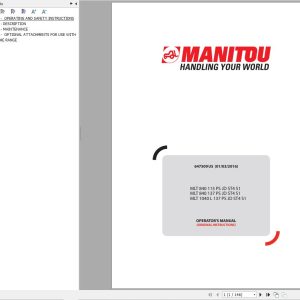Manitou MLT840115PSJDST4S1 to MLT1040L137PSJDST4S1 Operator Manual 647509