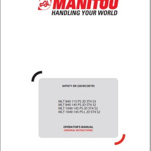 Manitou MLT840115PSJDST4S3 To MLT1040145PSLJDST4S2 Operator Manual