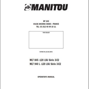 Manitou MLT845 120LSU Series3 E2 MLT940L 120LSU Series3 E2 Operator Manual 547850