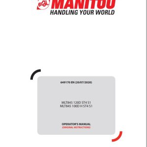 Manitou MLT845120DST4S1 MLT845100DHST4S1 Operator Manual 649170