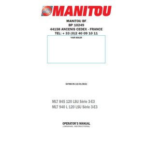 Manitou MLT845120LSU Series3 E3 MLT940L120 LSU Series3 E3 Operator Manual 547980