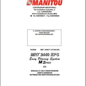 Manitou MRT 2440 EPS M Series E2 Easy Placing System User Manual 648271