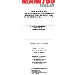 Manitou MRT X2150 E3 Privilege MRT X2550 E3 Privilege Operator Manual