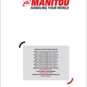 Manitou MRT X2150 Privilege Plus To MRT3255 Privilege Plus User Manual
