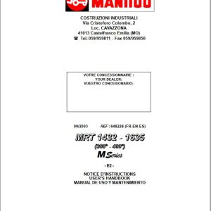 Manitou MRT1432 M Series E2 MRT1635 M Series E2 Operator Manual 648226