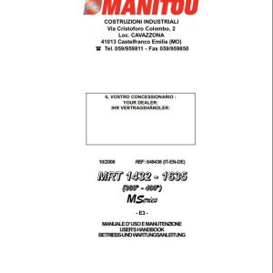 Manitou MRT1432 M Series E3 MRT1635 M Series E3 Operator Manual 648438