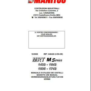 Manitou MRT1432 M Series to MRT1742 M Series Operator Manual 648428