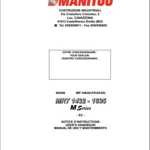 Manitou MRT1432M Series E2 MRT1635M Series E2 Operator Manual
