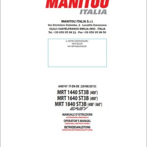 Manitou MRT1440 ST3B to MRT1840 ST3B Operator Manual 648747
