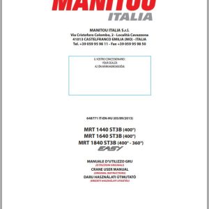 Manitou MRT1440S T3B to MRT1840S T3B User Manual 648771