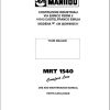 Manitou MRT1540 Comfort line User Maintenance Parts Manual 547430