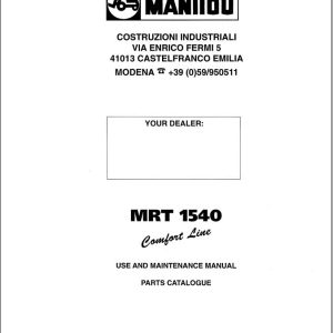 Manitou MRT1540 Comfort line User Maintenance Parts Manual 547430