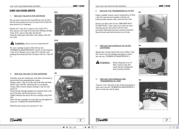 Manitou MRT1540 Comfort line User Maintenance Parts Manual 547430 1