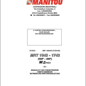 Manitou MRT1542M Series E3 MRT1742M Series E3 Operator Manual 648439