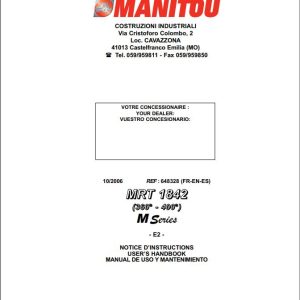 Manitou MRT1842 360° 400°M Series E2 Operator Manual 648328