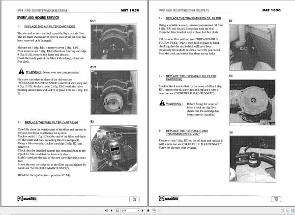 Manitou MRT1850 Comfort Line User Maintenance Parts Manual 547567 1
