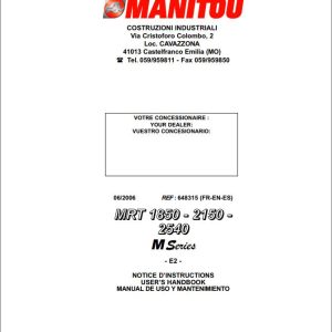 Manitou MRT1850 to MRT2540 M Series E2 Operator Manual 648315