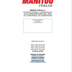 Manitou MRT1850 to MRT2540 PLUS E3 Privilege Operator Manual 648665