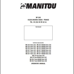 Manitou MSI20D To MH25 4 Turbo BUGGIE Series2 E2 Operator Manual 547876 EN