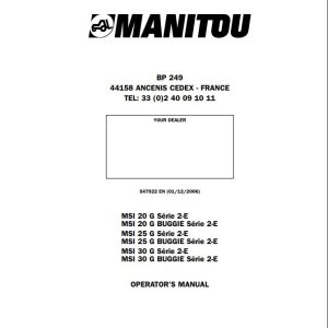 Manitou MSI20G Series 2 E To MSI30G Buggie Series 2 E Operator Manual 547922