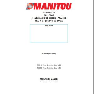 Manitou MSI40 MSI50 TURBO EVOLUTION Series1E3 Operator Manual 647054 EN