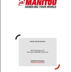 Manitou MT X625 Series 2 E3 MT X625 Comfort Series 2 E3 Operator Manual 647421